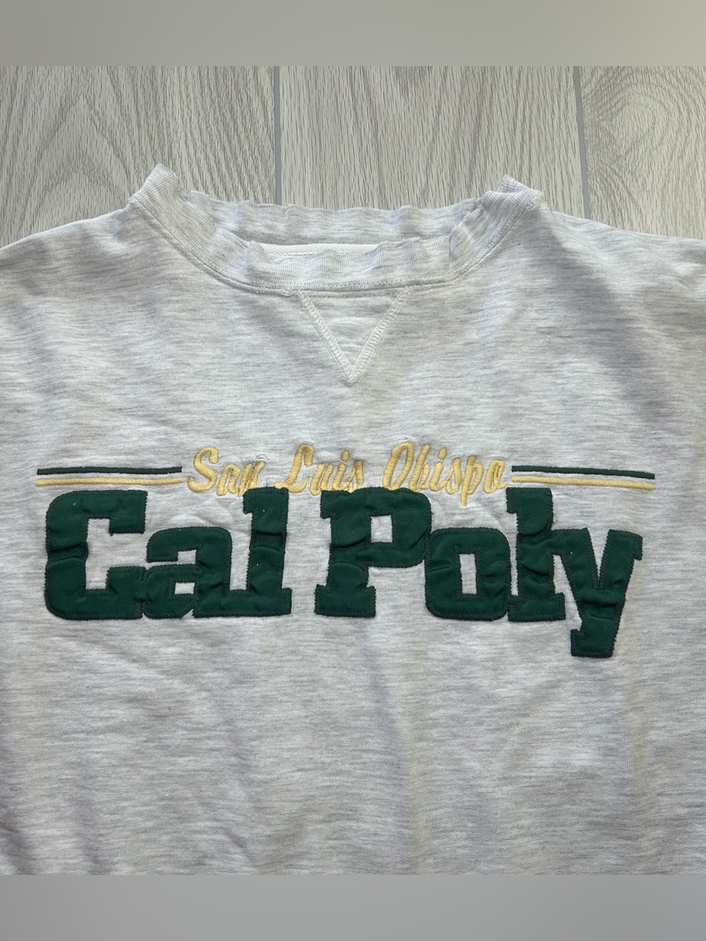 VTG 90s Cal Poly SLO Thrashed Crewneck Sweatshirt Pullover MV Sport Men XL Gray - Picture 3 of 16